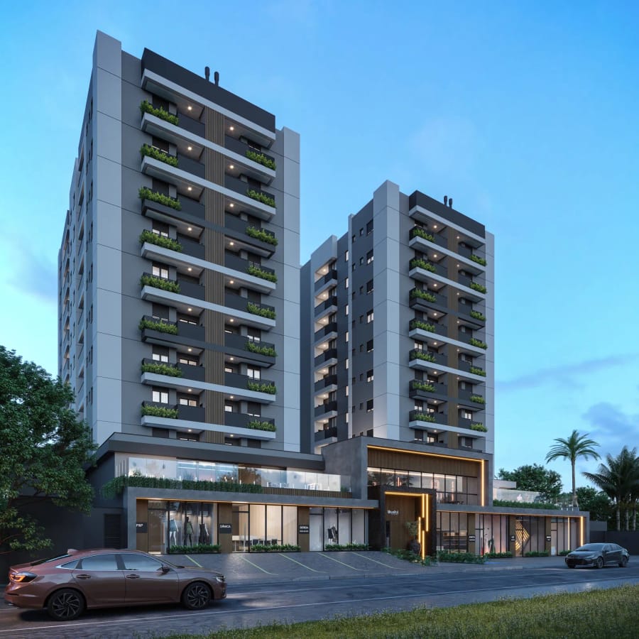 Fachada do Dualité Residencial, no bairro Glória